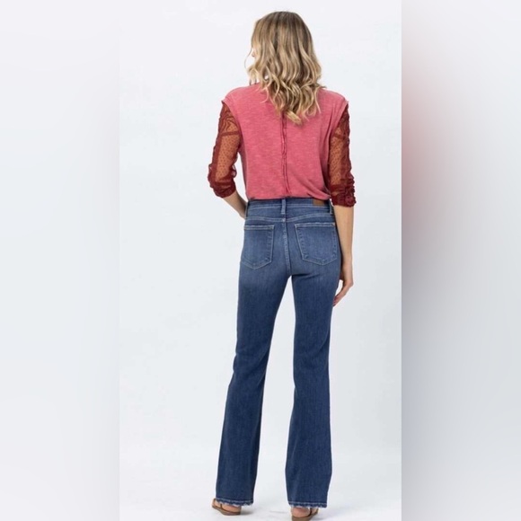 Judy Blue Bootcut Jeans 7 28 Long High Rise Western Cowgirl Dark Blue Wash - Picture 2 of 14